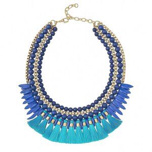Stella & Dot Tresse Statement Necklace - Turquoise and Navy Blue